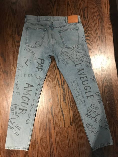 gucci scribbled writing print punk pant rediit